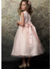 Satin Tulle Flower Girl Dress With Rhinestone Belt